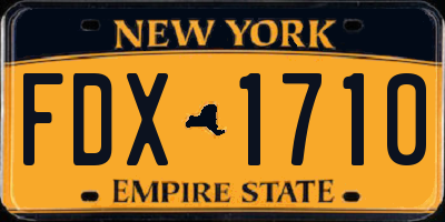NY license plate FDX1710
