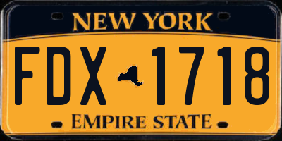 NY license plate FDX1718