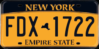 NY license plate FDX1722