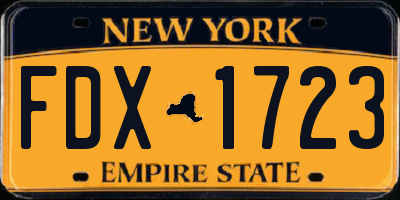 NY license plate FDX1723