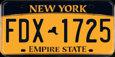 NY license plate FDX1725