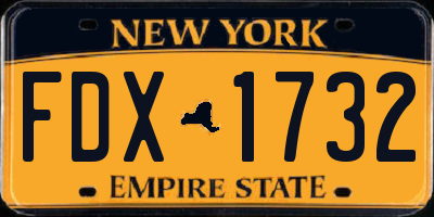 NY license plate FDX1732