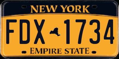 NY license plate FDX1734