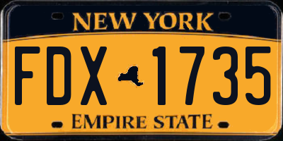 NY license plate FDX1735