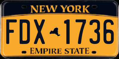 NY license plate FDX1736