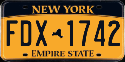 NY license plate FDX1742