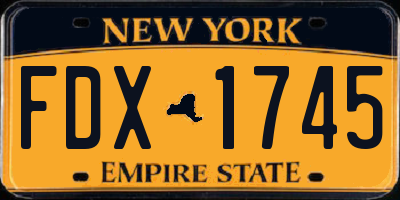 NY license plate FDX1745