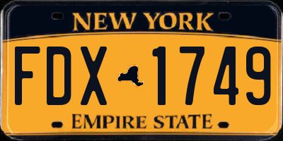 NY license plate FDX1749