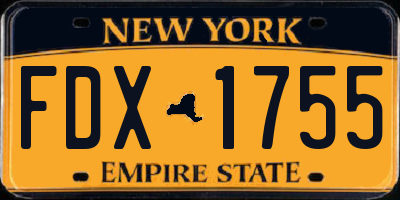 NY license plate FDX1755