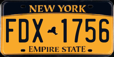 NY license plate FDX1756