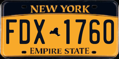 NY license plate FDX1760