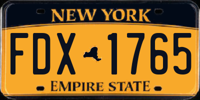NY license plate FDX1765