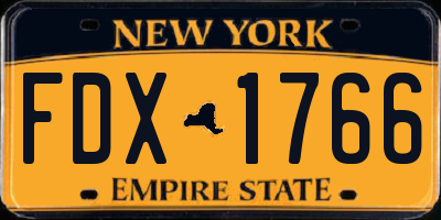NY license plate FDX1766