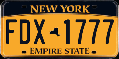 NY license plate FDX1777