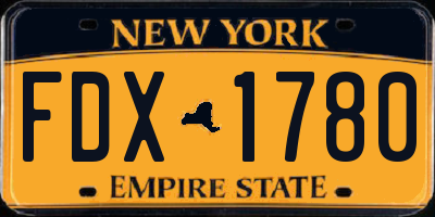NY license plate FDX1780