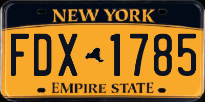 NY license plate FDX1785