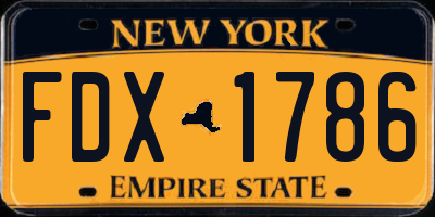 NY license plate FDX1786