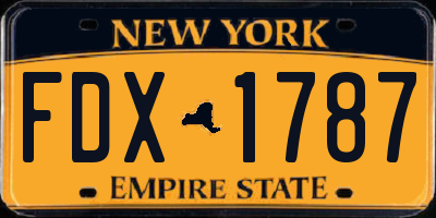 NY license plate FDX1787