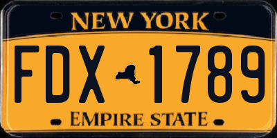 NY license plate FDX1789