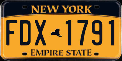 NY license plate FDX1791
