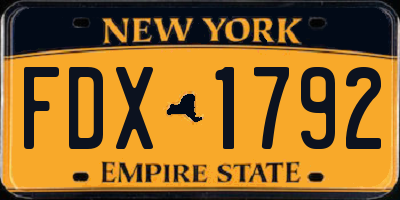 NY license plate FDX1792