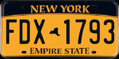NY license plate FDX1793