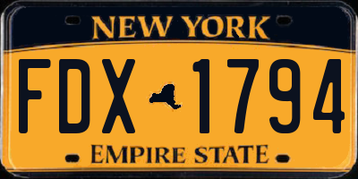 NY license plate FDX1794