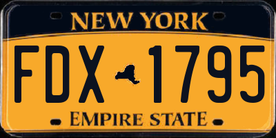 NY license plate FDX1795