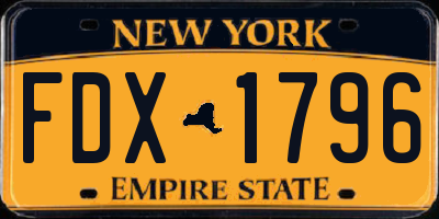 NY license plate FDX1796