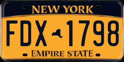 NY license plate FDX1798