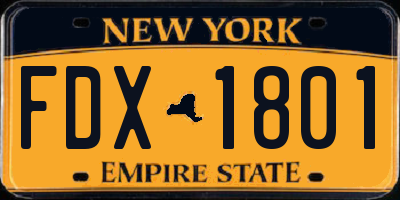 NY license plate FDX1801