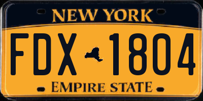 NY license plate FDX1804