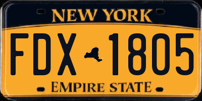 NY license plate FDX1805