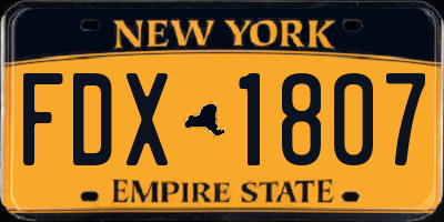 NY license plate FDX1807