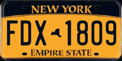 NY license plate FDX1809