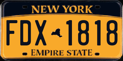 NY license plate FDX1818