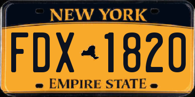 NY license plate FDX1820