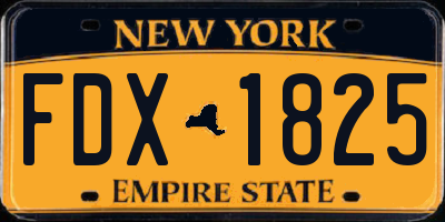 NY license plate FDX1825