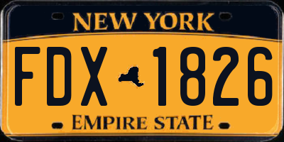 NY license plate FDX1826
