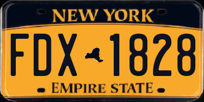 NY license plate FDX1828