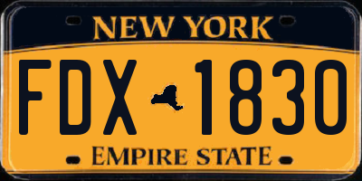 NY license plate FDX1830