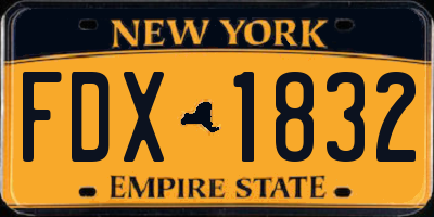 NY license plate FDX1832
