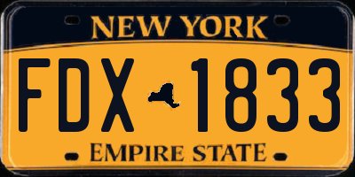NY license plate FDX1833