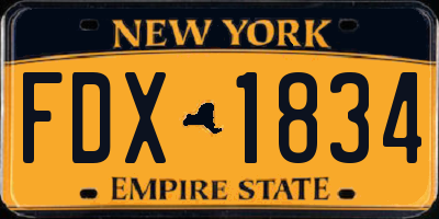 NY license plate FDX1834