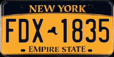NY license plate FDX1835