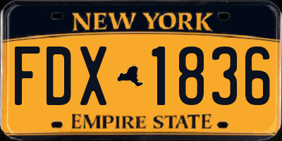 NY license plate FDX1836