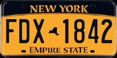 NY license plate FDX1842