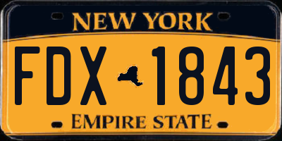 NY license plate FDX1843