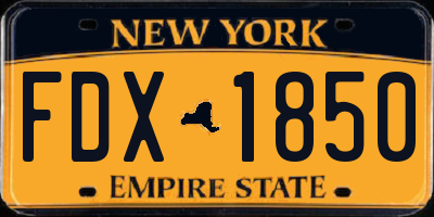 NY license plate FDX1850