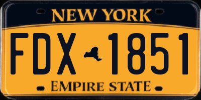 NY license plate FDX1851